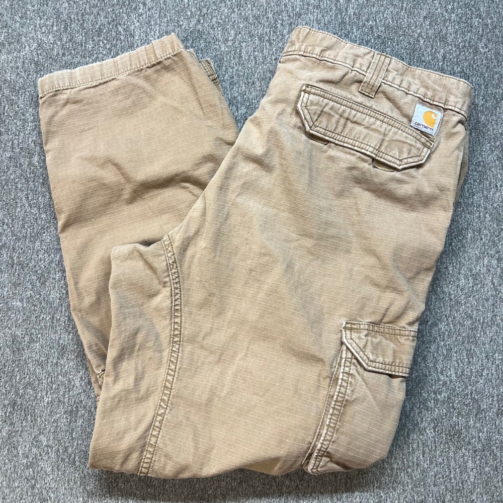 Carhartt Force Relaxed Fit Cargo Pants Mens 42x32 Tan Ripstop Work 101148-257